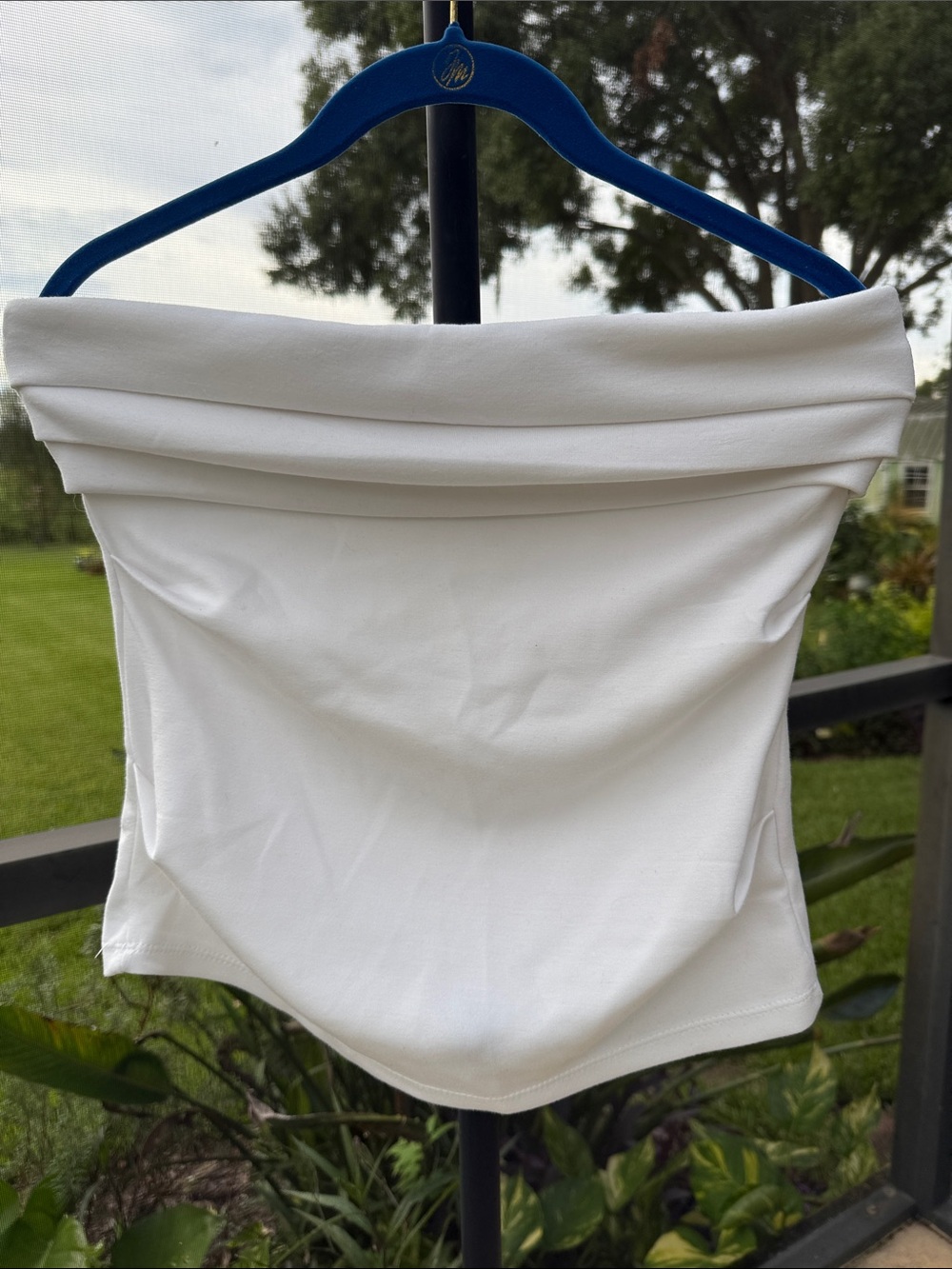 EVIE White Strapless Fold-Over Crop Top